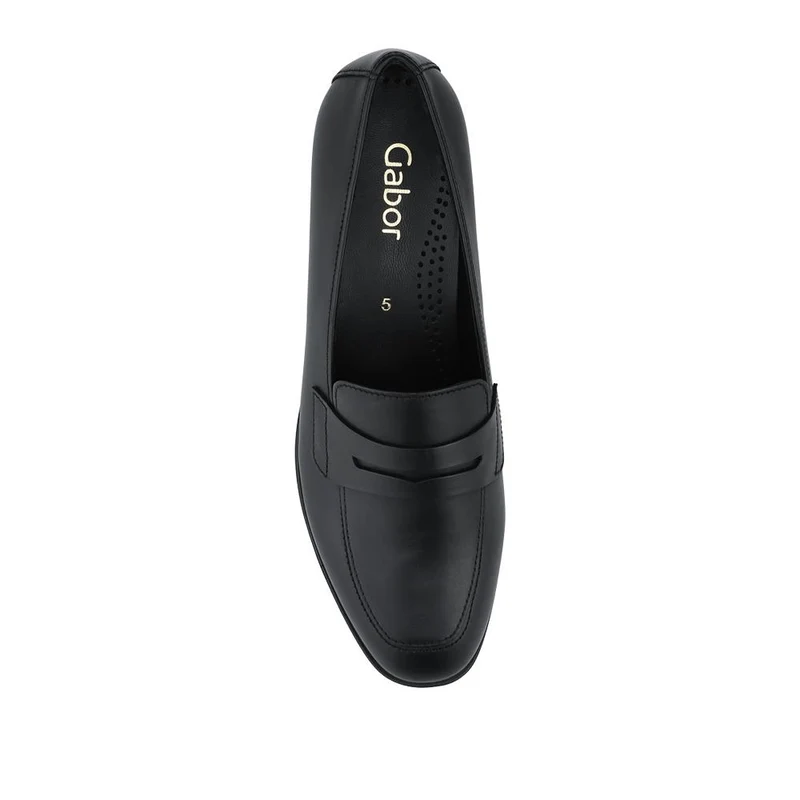 Gabor Smart Leather Heeled Penny Loafers - GAB42538 / 328 948 - Black Leather