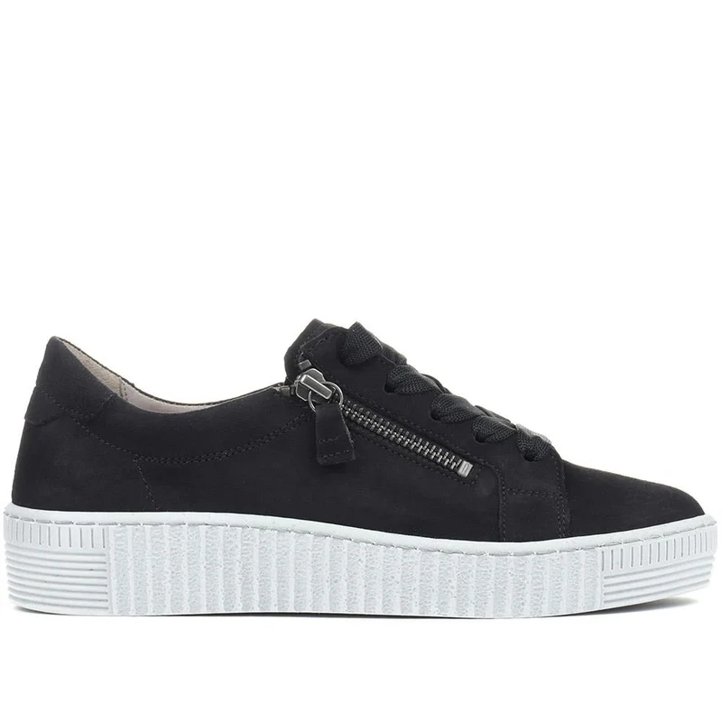 Wisdom Dual Zip Flatform Trainers - GAB31501 / 317 499 - Navy Suede