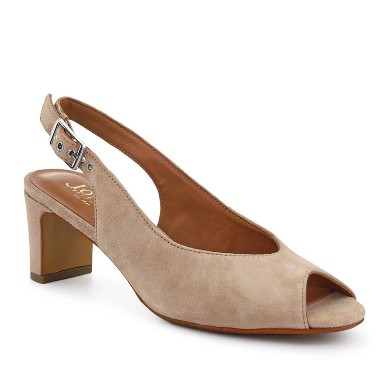 Xiomara Leather Slingback Court Shoes - XIOMARA / 327 552 - Beige Suede