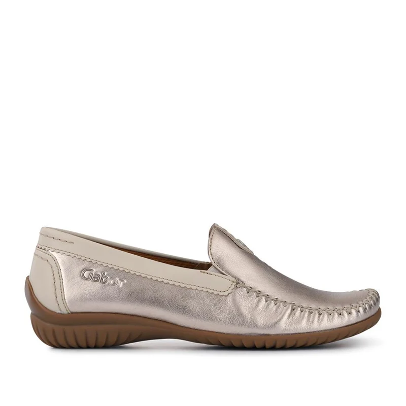 Leather Stitched-Detail Loafers - GAB41531 / 327 037 - Metallic