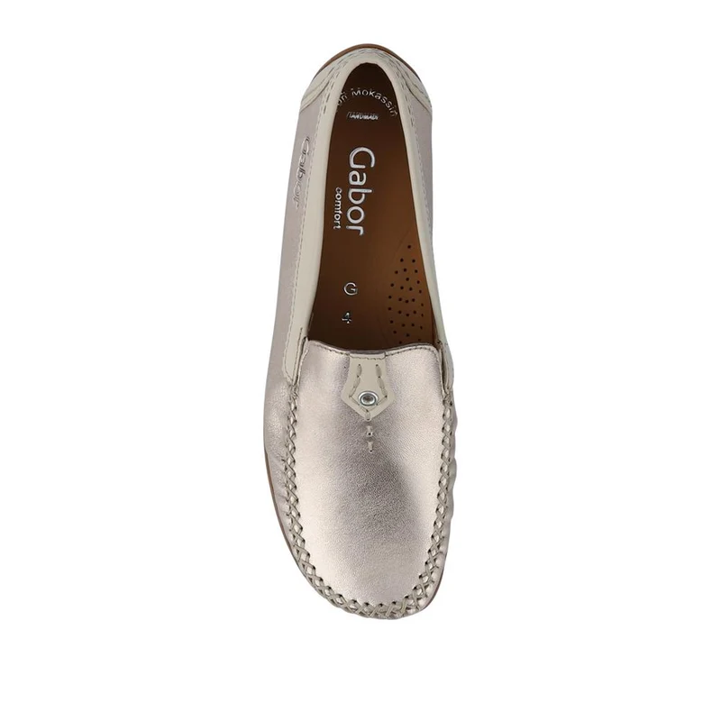 Leather Stitched-Detail Loafers - GAB41531 / 327 037 - Metallic