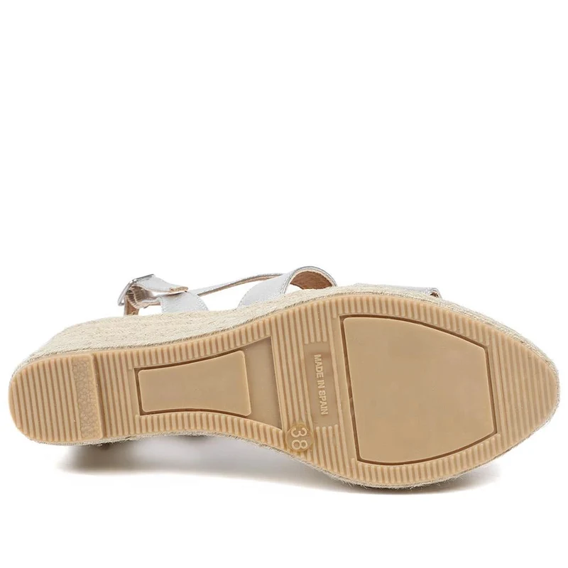 Romilly Leather Wedge Heeled Espadrilles - ROMILLY / 329 085 - Silver