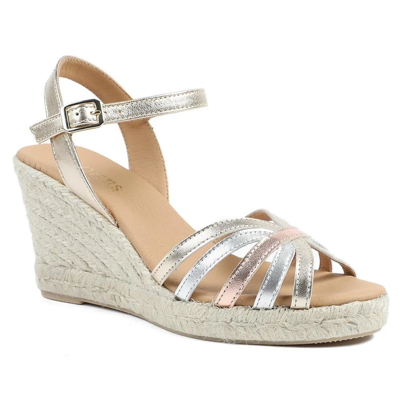 Alivia2 Leather Wedge Heel Espadrilles - ALIVIA2 / 329 068 - Gold Multi