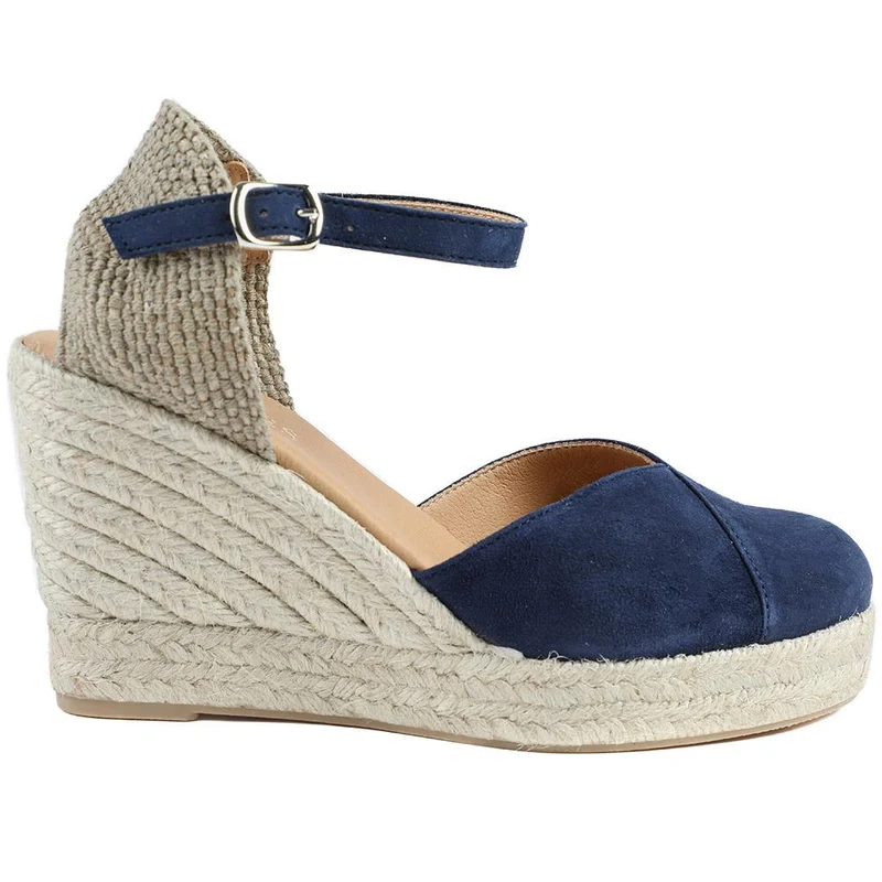 Arabella2 Leather Wedged Espadrilles - ARABELLA2 / 329 069 - Navy