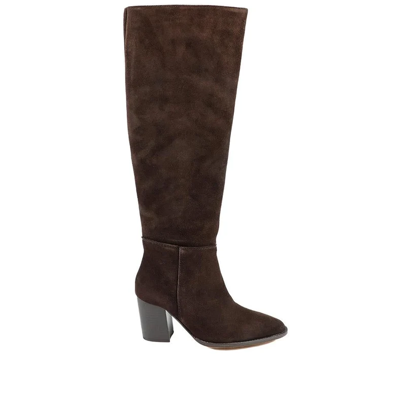 Debbie Smart Leather Long Boots - DEBBIE / 328 441 - Brown Suede