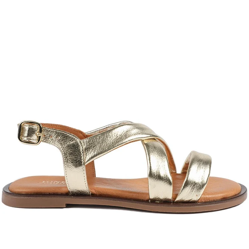 Haliwide Leather Wide-Fitting Sandals - HALIWIDE / 327 490 - Gold
