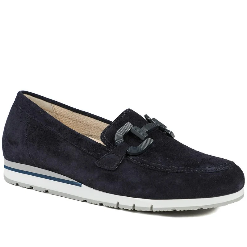 Gabor Baby Wide Fit Leather Moccasins - GAB43507 / 328 758 - Navy