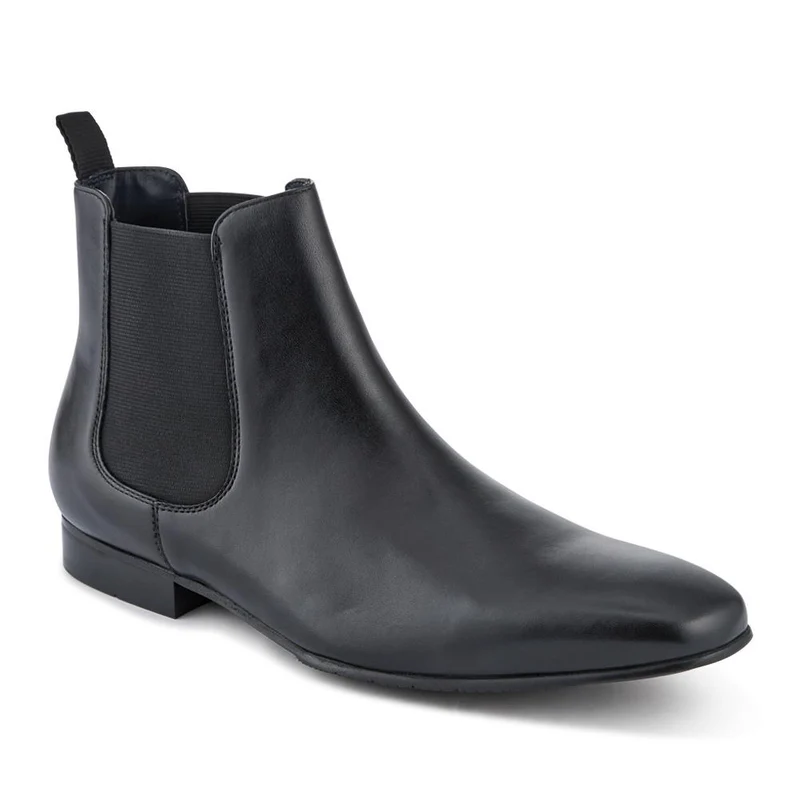Leather Pointed-Toe Chelsea Boots - FAIRFORD / 328 630 - Black