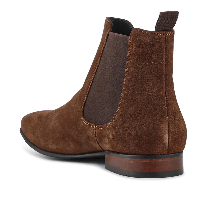 Leather Pointed-Toe Chelsea Boots - FAIRFORD / 328 630 - Brown Suede