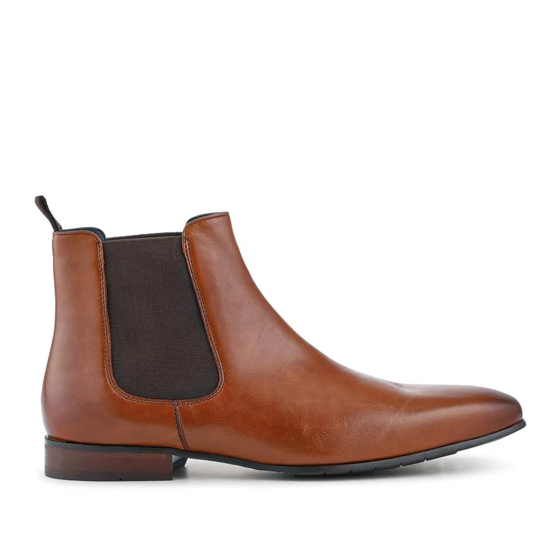 Leather Pointed-Toe Chelsea Boots - FAIRFORD / 328 630 - Tan