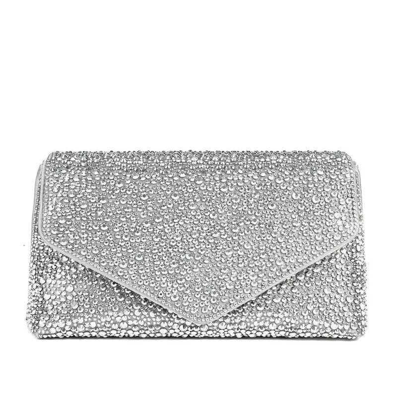 Vertigo Touch Fasten Embellished Clutch Bag - VERTIGO / 328 606 - Silver Sparkle