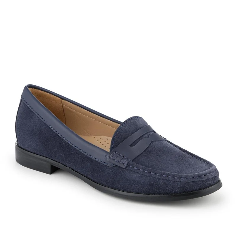 Tamsyn Smart Leather Penny Loafers - TAMSYN / 329 033 - Navy Suede