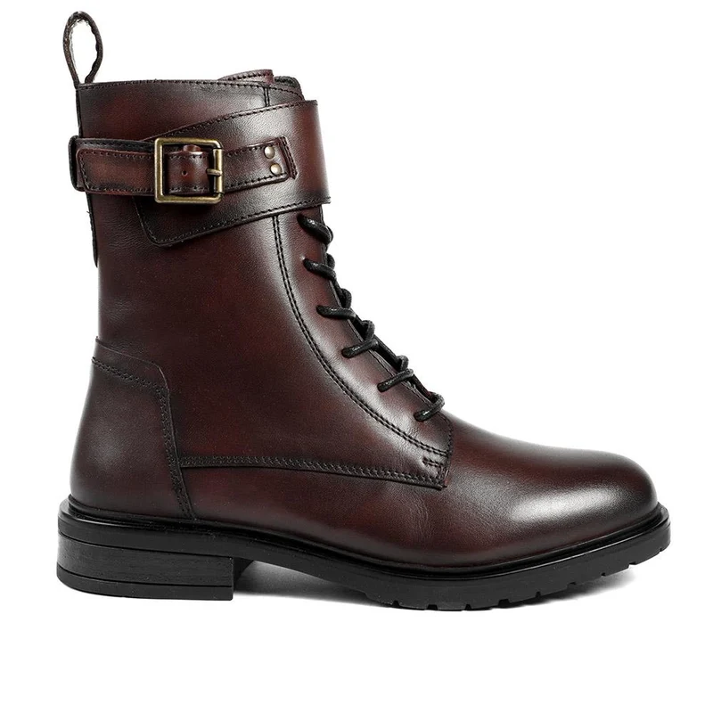 Marisa Buckle-Detailed Leather Military Boots - MARISA / 328 480