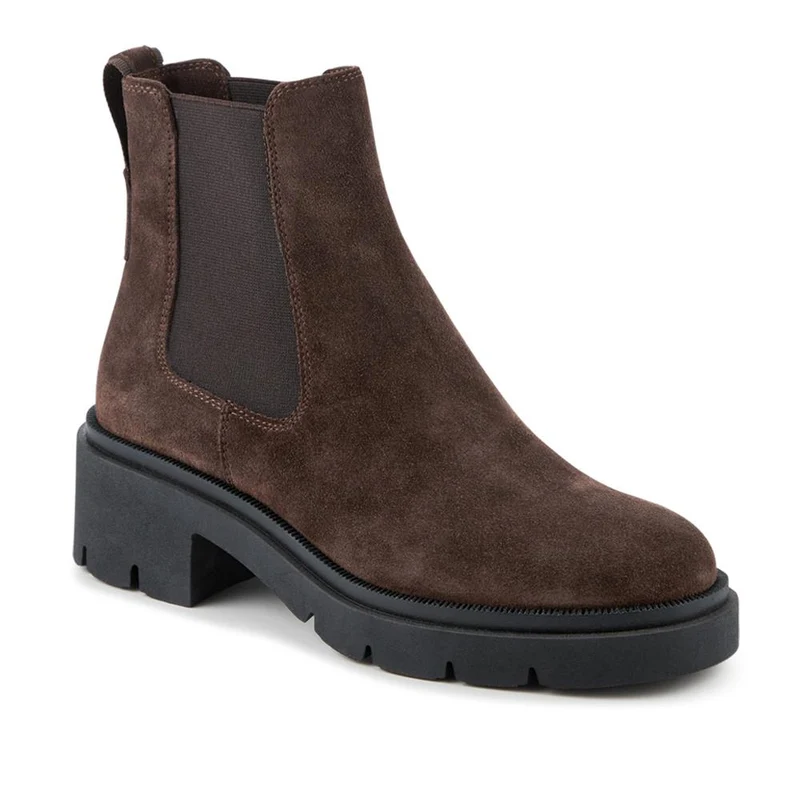 Kaiya Chunky Leather Chelsea Boots - KAIYA / 328 084 - Chocolate Suede