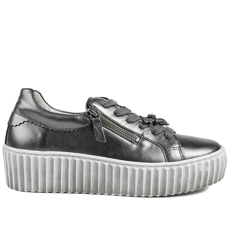 Dotcom Leather Platform Trainers With Bee Brooch - GAB42506 / 327 745