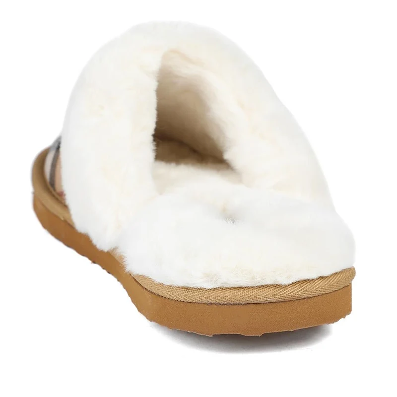 Barbour Claudia Tartan Mule Slippers - BARBR42506 / 328 565 - Beige Multi