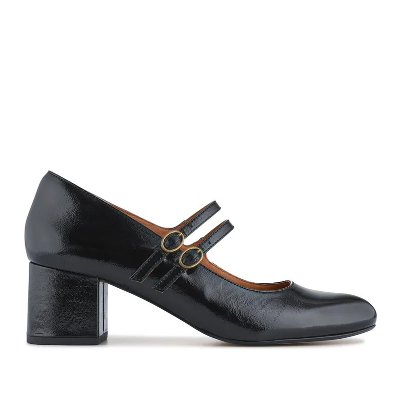 Xanthi Wide-Fit Heeled Mary Janes - XANTHIWIDE / 328 521 - Black Patent