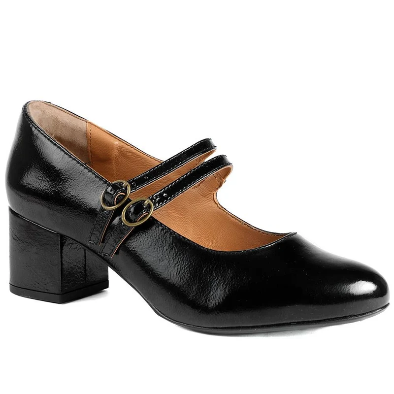 Xanthi Wide-Fit Heeled Mary Janes - XANTHIWIDE / 328 521 - Black Patent