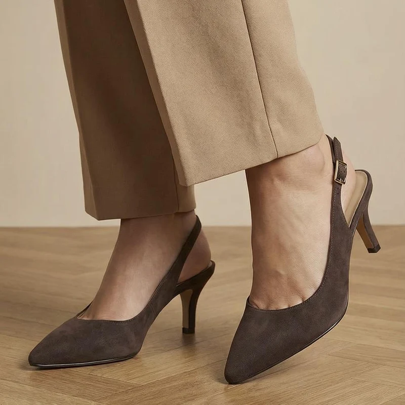 Zaria Slingback Heels - ZARIA / 325 142 - Choco Suede