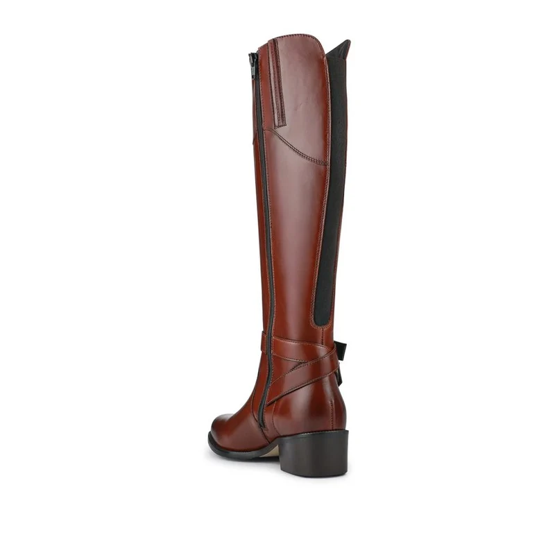 Phoebe Slim Calf-Fit Leather Long Boots - PHOEBE1S / 327 749 - Tan