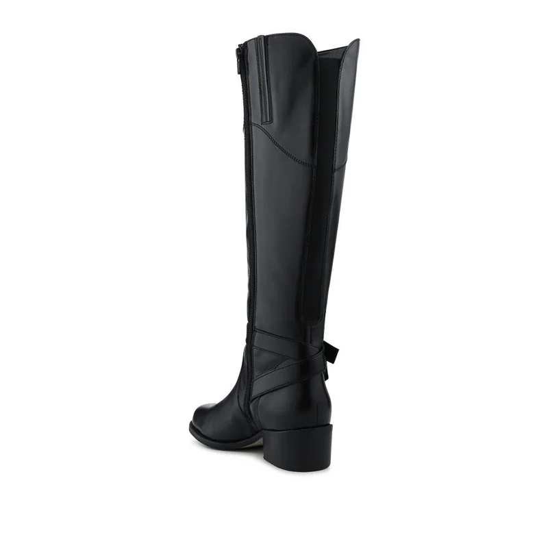 Phoebe Wide Calf-Fit Leather Long Boots - PHOEBE1L / 327 751 - Black
