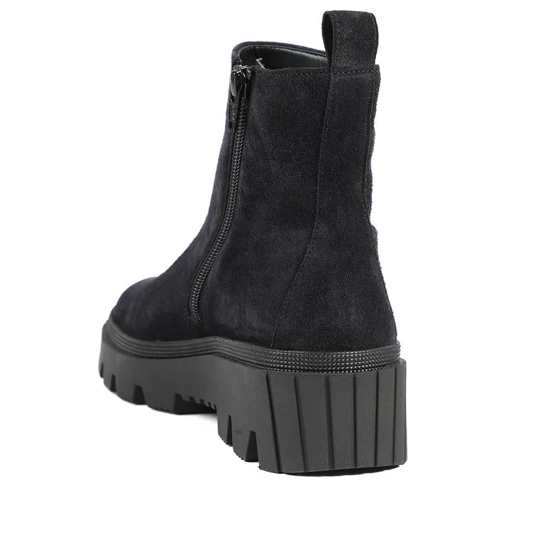 Gabor Chunky Leather Zip Up Ankle Boots - GAB42545 / 329 075 - Navy Suede