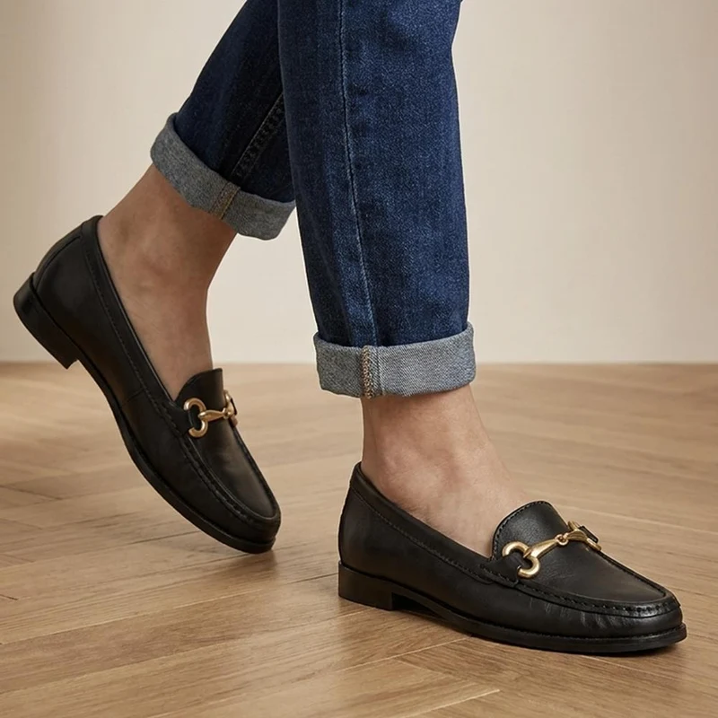 Lorella Leather Heeled Loafers - LORELLA / 327 456 - Black Leather