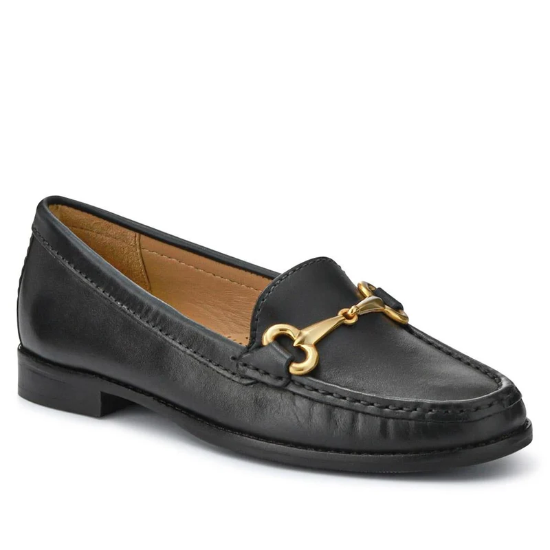 Lorella Leather Heeled Loafers - LORELLA / 327 456 - Black Leather