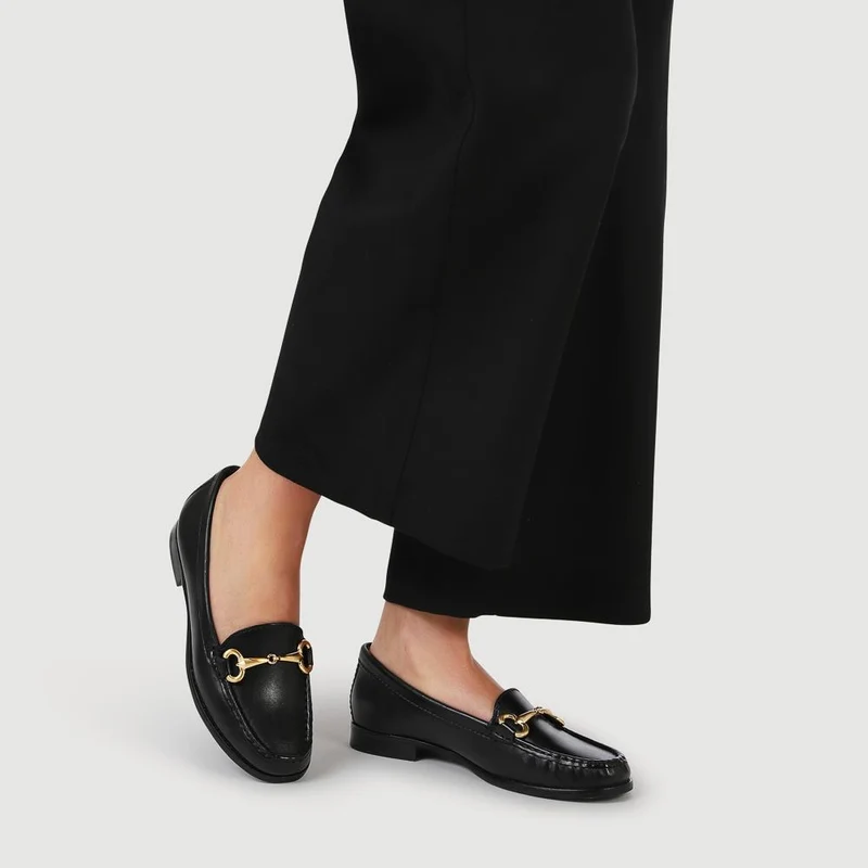 Lorella Leather Heeled Loafers - LORELLA / 327 456 - Black Leather
