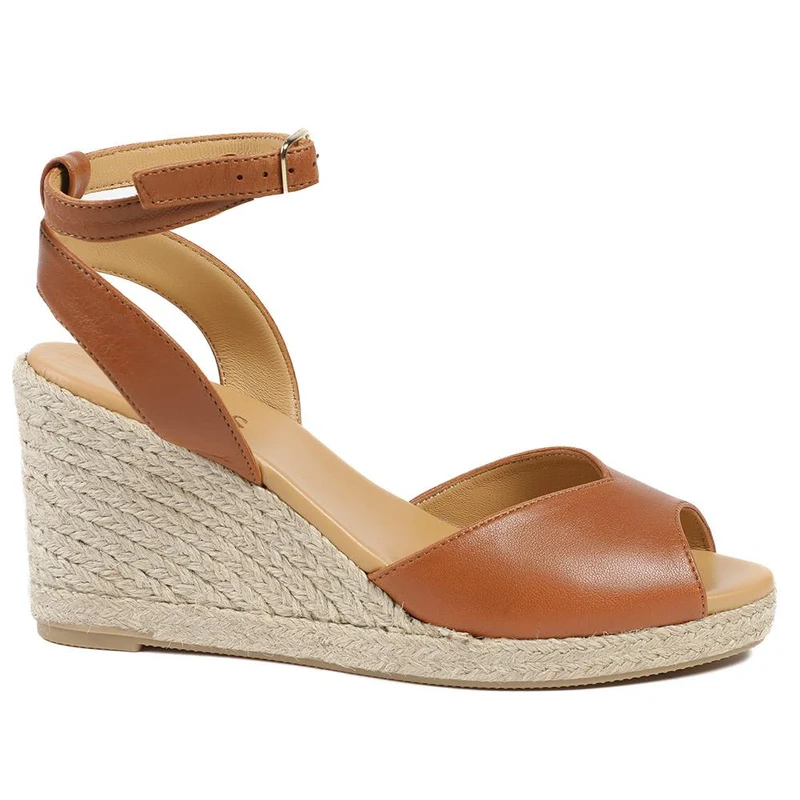 Marchesa Leather Wedge-Heeled Sandals - MARCHESA / 327 169 - Tan Leather
