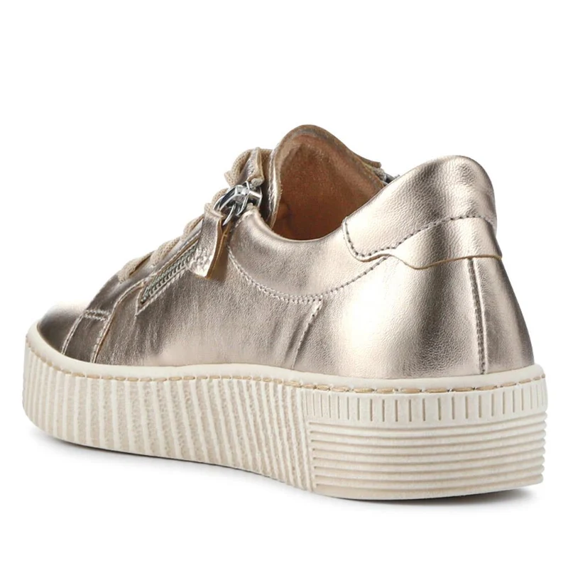 Wisdom Dual Zip Flatform Trainers - GAB31501 / 317 499 - Metallic Beige