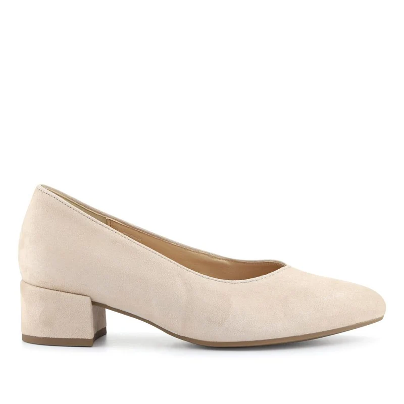 Dixie Block-Heeled Smart Leather Court Shoes - GAB41512 / 327 007 - Grey