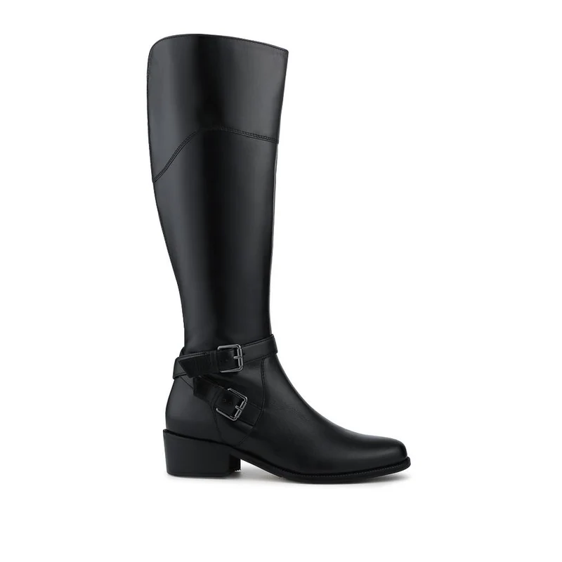 Phoebe Slim Calf-Fit Leather Long Boots - PHOEBE1S / 327 749 - Black
