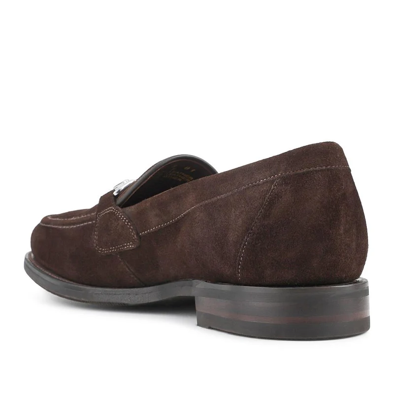 Loake Leather Buckled Loafers - LOA42500 / 328 636 - Dark Brown Suede