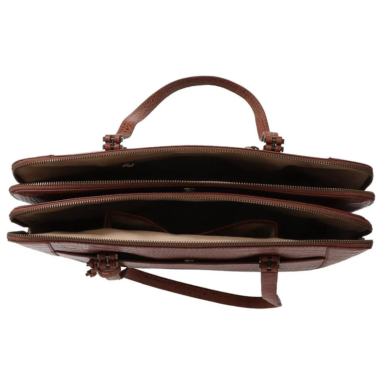 Wynter Croc Leather Shoulder Bag - WYNTER / 324 554 - Tan Croc