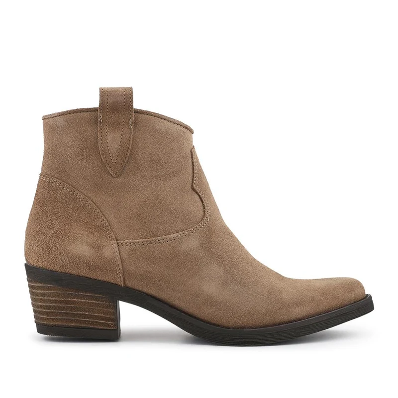 Darsy Leather Heeled Ankle Boots - DARSY / 328 215 - Taupe Suede