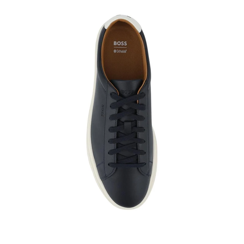 Boss Leather Lace Up Trainers - HUGO42501 / 327 809 - Navy