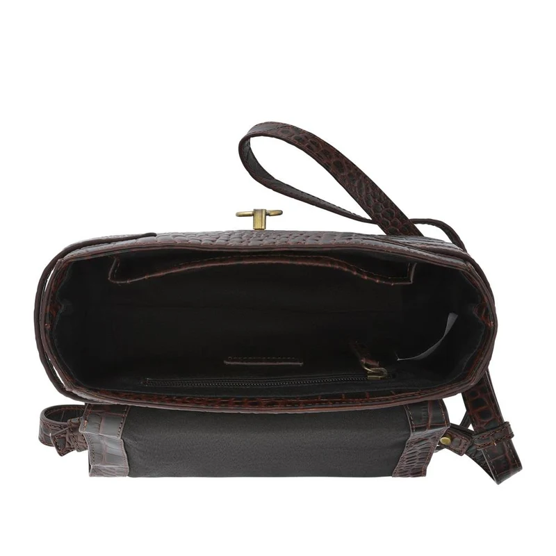 Vesper1 Leather Handbag - VESPER1 / 328 016 - Chocolate Croc