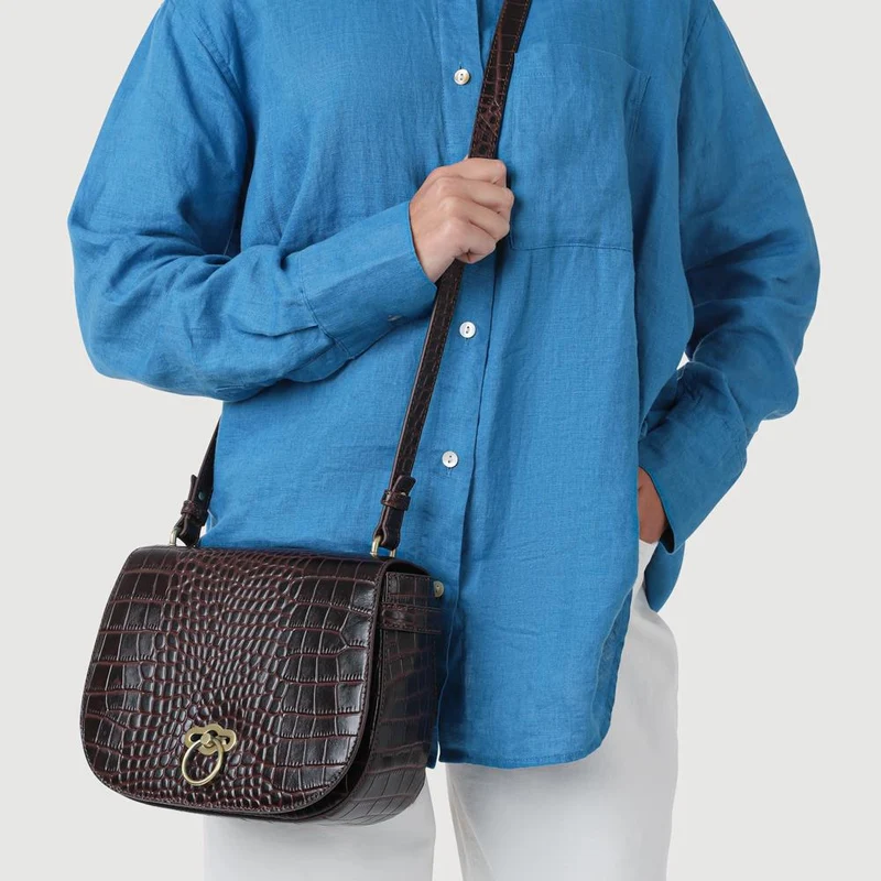 Vesper1 Leather Handbag - VESPER1 / 328 016 - Chocolate Croc