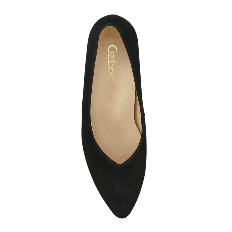 Dixie Gabor Block Heeled Leather Court Shoes - GAB41512 / 327 007 - Black