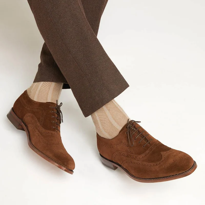 Texas Goodyear Welted Leather Brogues - LOA35501 / 321 887 - Brown Suede