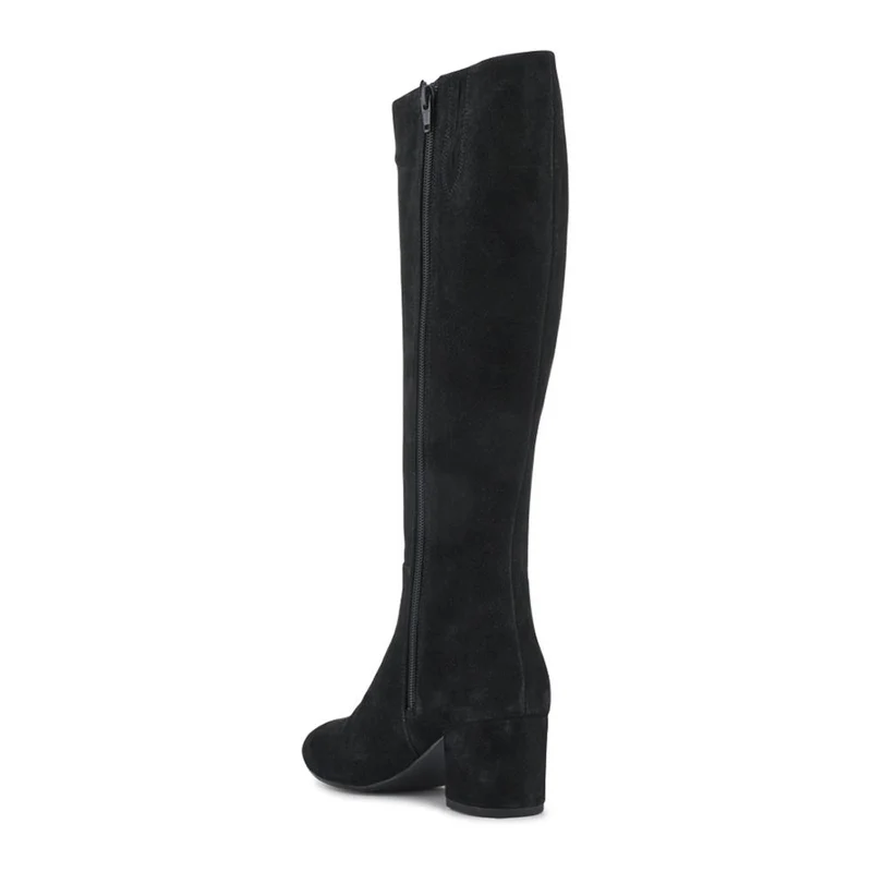 LouLou1 Large Calf Fit Leather Long Boots - LOULOU1L / 328 292 - Black Suede
