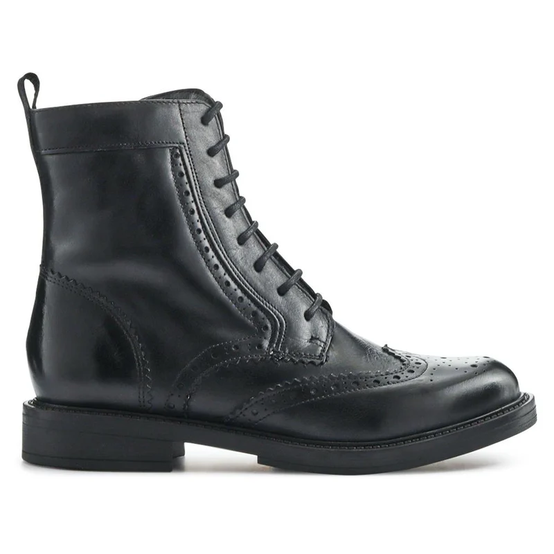 Noelle Leather Lace-Up Boots - NOELLE / 325 873 - Black