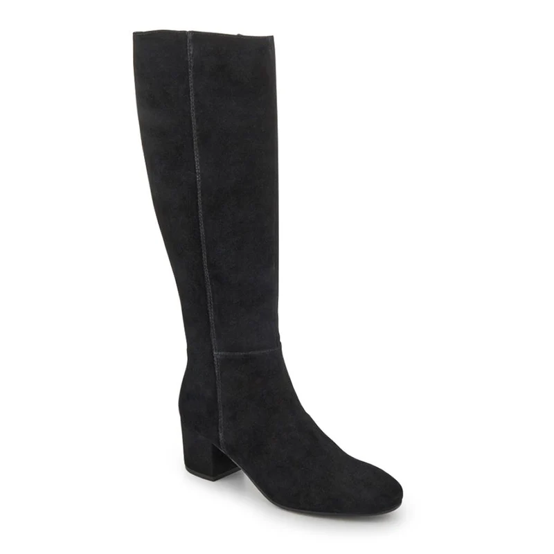 LouLou1 Extra Slim Calf Fit Leather Long Boots - LOULOU1XS / 328 287 - Black Suede