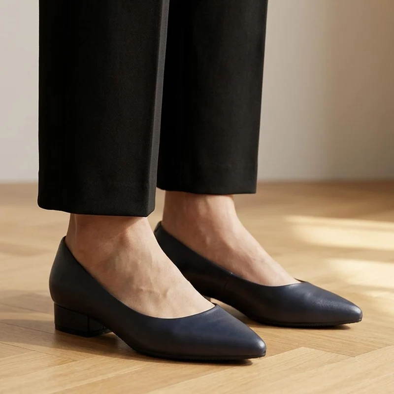 Sunstone Wide Leather Court Shoes - SUNSTONEWIDE / 325 775 - Navy
