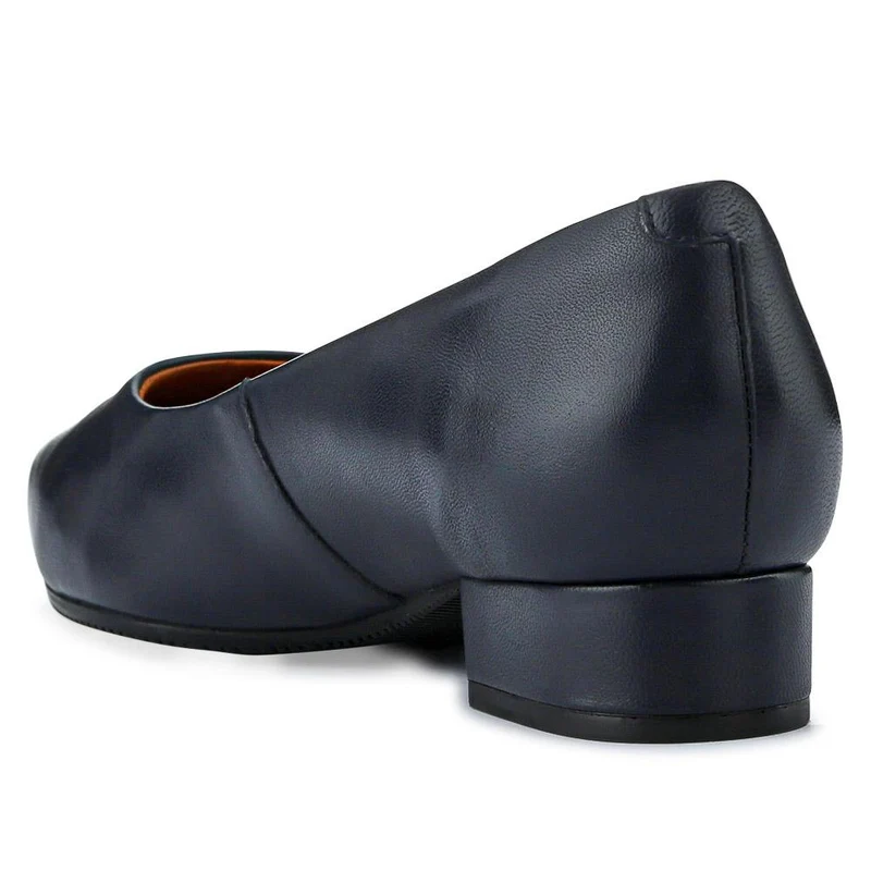 Sunstone Wide Leather Court Shoes - SUNSTONEWIDE / 325 775 - Navy