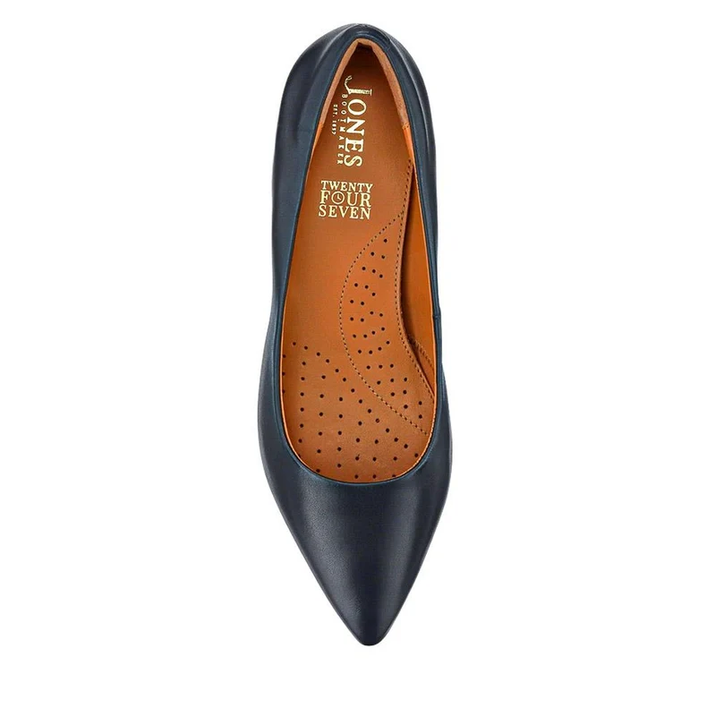 Sunstone Wide Leather Court Shoes - SUNSTONEWIDE / 325 775 - Navy