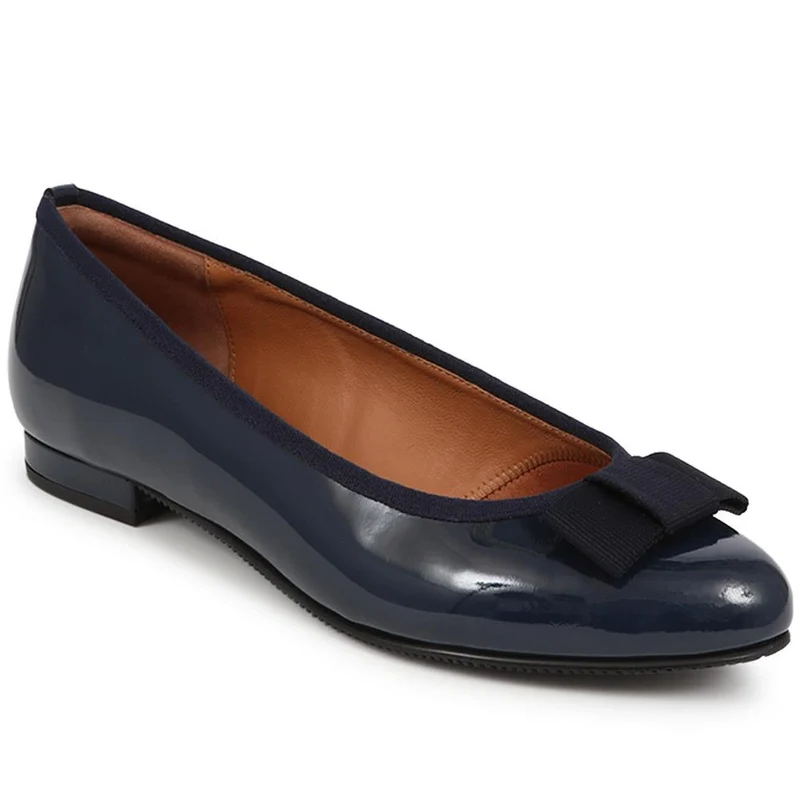 Soleil Wide Leather Ballet Pumps - SOLEILWIDE / 325 773 - Navy Patent