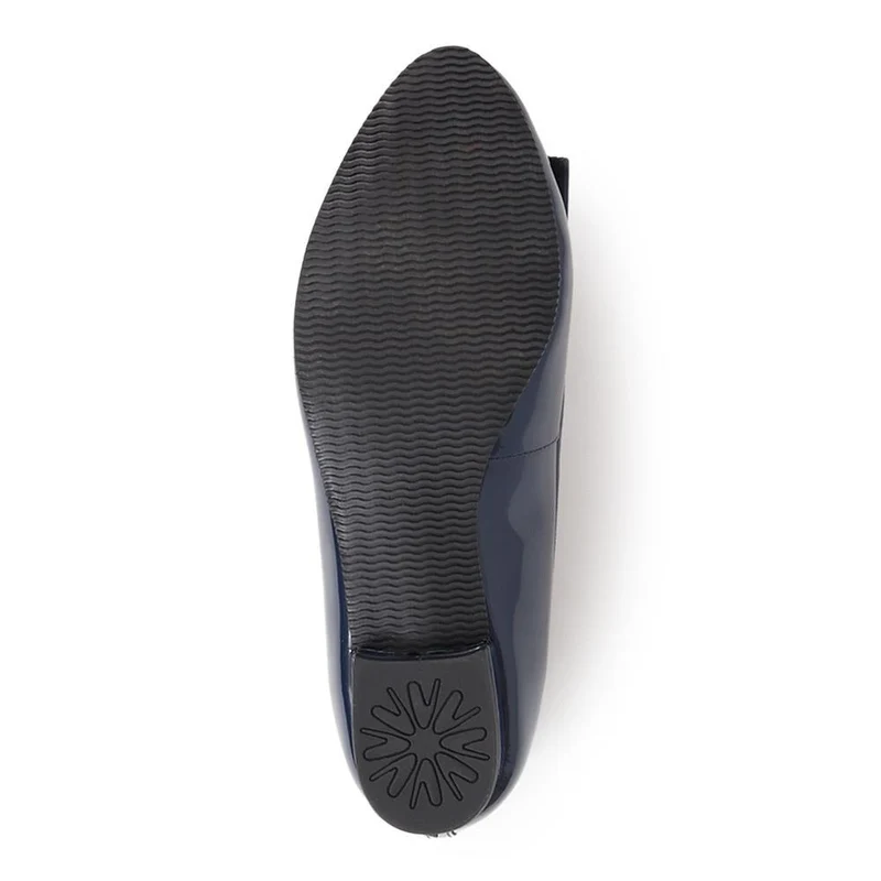 Soleil Wide Leather Ballet Pumps - SOLEILWIDE / 325 773 - Navy Patent