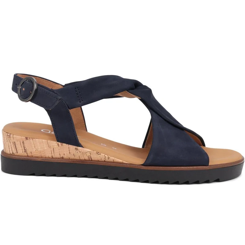 Wide-Fit Rich Leather Twist-Front Sandals - GAB31514 / 317 898